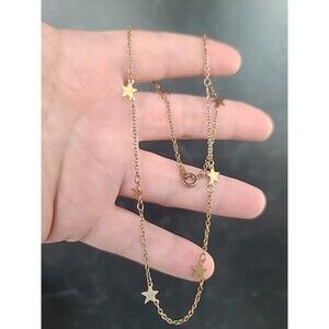 Gold Tone Metal Star Satellite Necklace Vintage Costume Jewelry